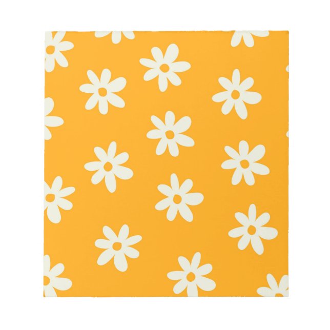 Bloc De Notas Patrón de flor simple flor floral blanco amarillo  (Frente)