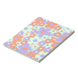 Bloc De Notas Patrón de flores Y2K 70 de naranja de color azul p