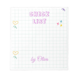 Bloc De Notas Patrón de gingham blanco y colorido adorable