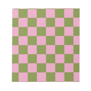 Bloc De Notas Patrón de Gingham de color verde rosa