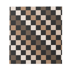 Bloc De Notas Patrón de Gingham negro negro marrón