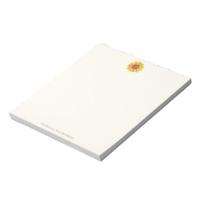 Bloc De Notas Patrón de girasol de acuarela rústica personalizad (Lado Izquierdo)