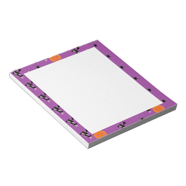 Bloc De Notas Patrón de Halloween en morado (Lado Derecho)