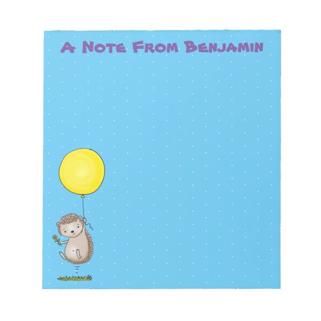 Bloc De Notas Patrón de hedgehog y personalizado de globos (Frente)