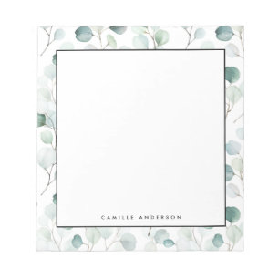 Bloc De Notas Patrón de hojas de eucalipto azul turbio