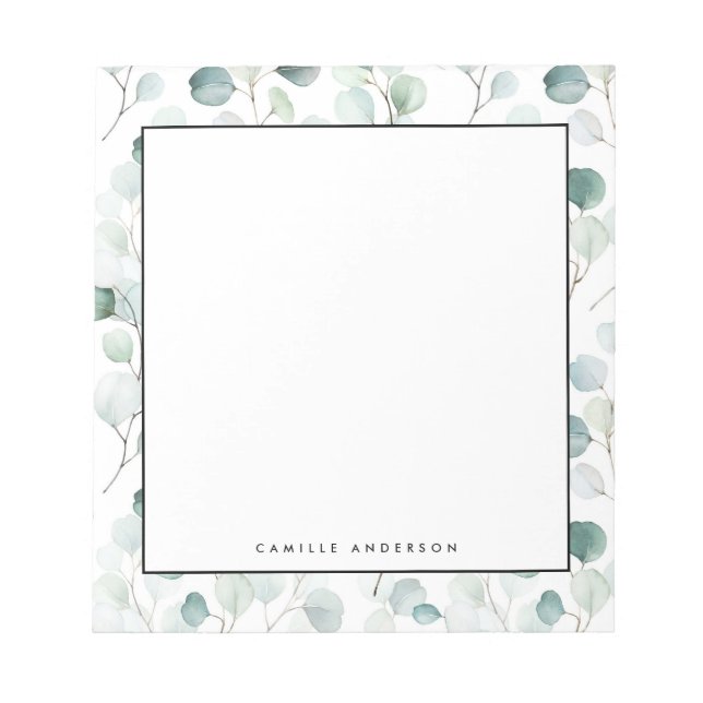 Bloc De Notas Patrón de hojas de eucalipto azul turbio (Frente)