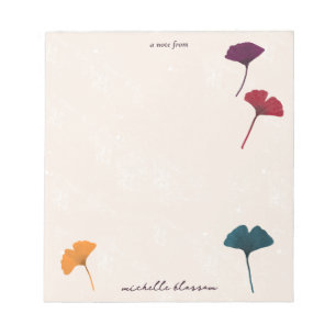 Bloc De Notas Patrón de hojas de Ginkgo Color de agua Caída Colo