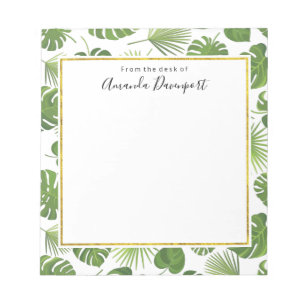 Bloc De Notas Patrón de hojas tropicales verdes y elegantes