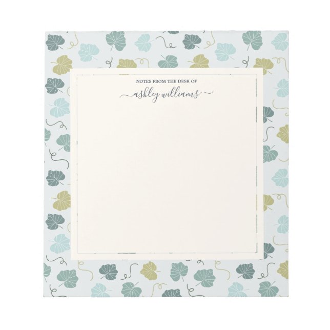 Bloc De Notas Patrón de hojas verdes de bonito desde la mesa de (Frente)