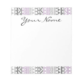 Bloc De Notas Patrón de impresión tribal azteca geométrico púrpu