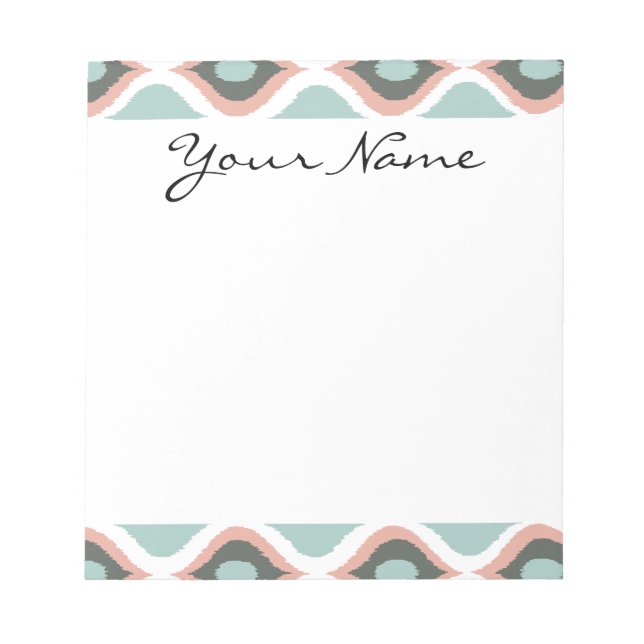 Bloc De Notas Patrón de impresión tribal de ikat geométrico gris (Frente)