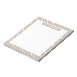 Bloc De Notas Patrón de lunares blancos sobre beige con texto pe