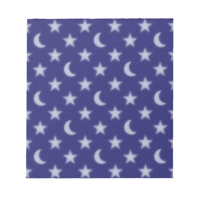 Bloc De Notas Patrón de lunas azules y estrellas (Frente)