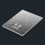 Bloc De Notas Patrón de malla geométrica de luz gris Monograma<br><div class="desc">Monograma Cuaderno personalizable papelería de oficina escolar con tu inicial y nombre personalizados. Malla geométrica triangular con gradiente ombre gris oscuro claro.</div>