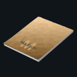 Bloc De Notas Patrón de malla geométrica marrón Monograma<br><div class="desc">Monograma Cuaderno personalizable papelería de oficina escolar con tu inicial y nombre personalizados. Malla geométrica triangular con gradiente ombre marrón claro oscuro.</div>