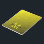 Bloc De Notas Patrón de malla geométrica oscura amarilla Monogra<br><div class="desc">Monograma Personalice con su personalizado inicial y su nombre. Patrón de malla geométrica de gradiente oscuro amarillo dorado. Malla geométrica triangular con gradiente oscuro negro dorado claro amarillo claro. patrón,  sombrío,  malla,  triángulos,  geometría,  geométrico,  gradiente,  fresco,  triángulo,  brillante,  patrón,  digital,  amarillo,  dorado,  negro</div>