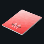 Bloc De Notas Patrón de malla geométrica oscura roja Monograma<br><div class="desc">Monograma Personalice el papel de oficina de la escuela de bloc de notas con el nombre y la inicial de su personalizado. Malla geométrica triangular con gradiente oscuro oscuro claro.</div>