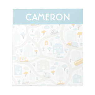 Bloc De Notas Patrón de mapa del barrio de Cute Pastel