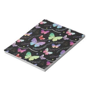 Bloc De Notas Patrón de mariposas de Moda púrpura azul
