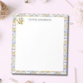 Bloc De Notas Patrón de mosaico azul amarillo mediterráneo