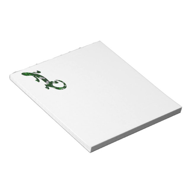 Bloc De Notas Patrón de mosaico verde Gecko Lizard Reptis Arte (Lado Derecho)