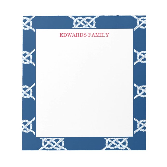 Bloc De Notas Patrón de nudos náuticos de la marina clásica (Frente)