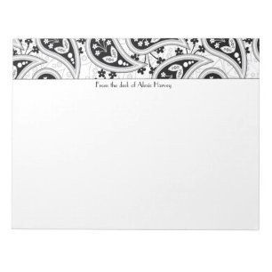 Bloc De Notas Patrón de paisley blanco y negro