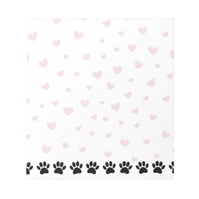 Bloc De Notas Patrón de Pata de Perro Corazones Rosas (Frente)