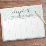 Bloc De Notas Patrón de planner semanal y quatrefoil gris<br><div class="desc">Un diseño hermoso y femenino,  perfecto para las niñas y hasta para las novias. Si necesita mover elementos,  haga clic en el área de diseño para realizar cambios.</div>