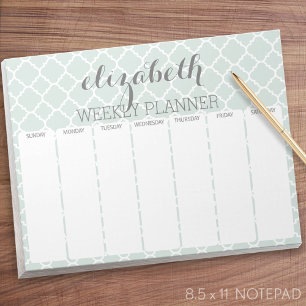 Bloc De Notas Patrón de planner semanal y quatrefoil gris