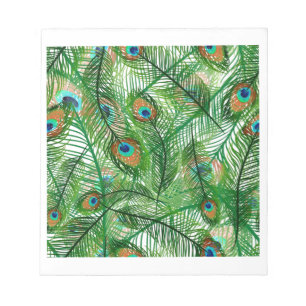Bloc De Notas Patrón de plumas de pavo real