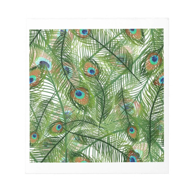 Bloc De Notas Patrón de plumas de pavo real (Frente)