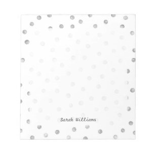 Bloc De Notas Patrón de puntos de confetti blanco gris
