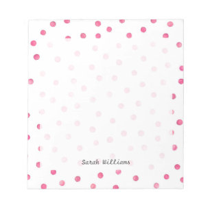 Bloc De Notas Patrón de puntos de confetti blanco rosado