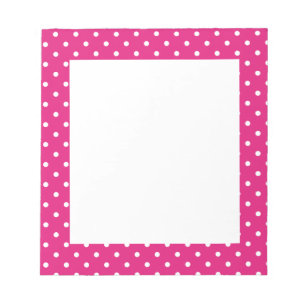 Bloc De Notas Patrón de puntos de polka blanco y rosa caliente