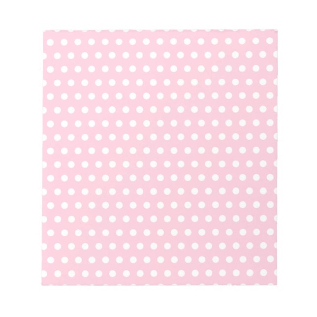 Bloc De Notas Patrón de puntos de polka rosa y blanco. (Frente)