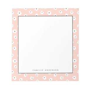 Bloc De Notas Patrón de puntos florales de Rubor preppy personal