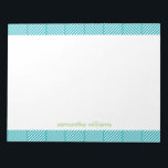 Bloc De Notas Patrón de rayas Aqua Herringbone<br><div class="desc">Este elegante bloc de notas puede ser personalizado con su nombre,  monograma,  iniciales,  fecha especial (aniversario de bodas,  cumpleaños,  etc) o cualquier texto de su elección. Visite nuestras tiendas para diseños y combinaciones de colores más modernos y de moda.</div>