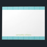 Bloc De Notas Patrón de rayas Aqua Herringbone<br><div class="desc">Este elegante bloc de notas puede ser personalizado con su nombre,  monograma,  iniciales,  fecha especial (aniversario de bodas,  cumpleaños,  etc) o cualquier texto de su elección. Visite nuestras tiendas para diseños y combinaciones de colores más modernos y de moda.</div>