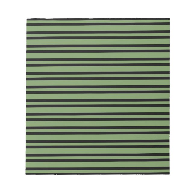 Bloc De Notas Patrón de rayas negras verdes (Frente)