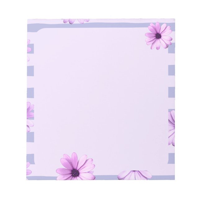 Bloc De Notas Patrón de rayas pastel con daisies (Frente)