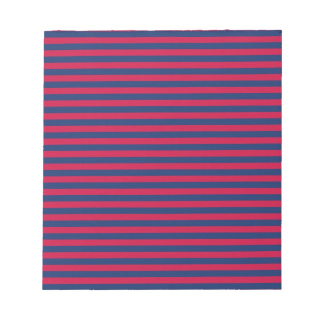 Bloc De Notas Patrón de rayas rojas y azules (Frente)