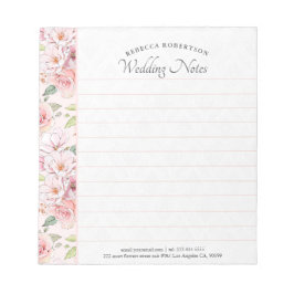 Bloc De Notas Patrón de rosas rosados