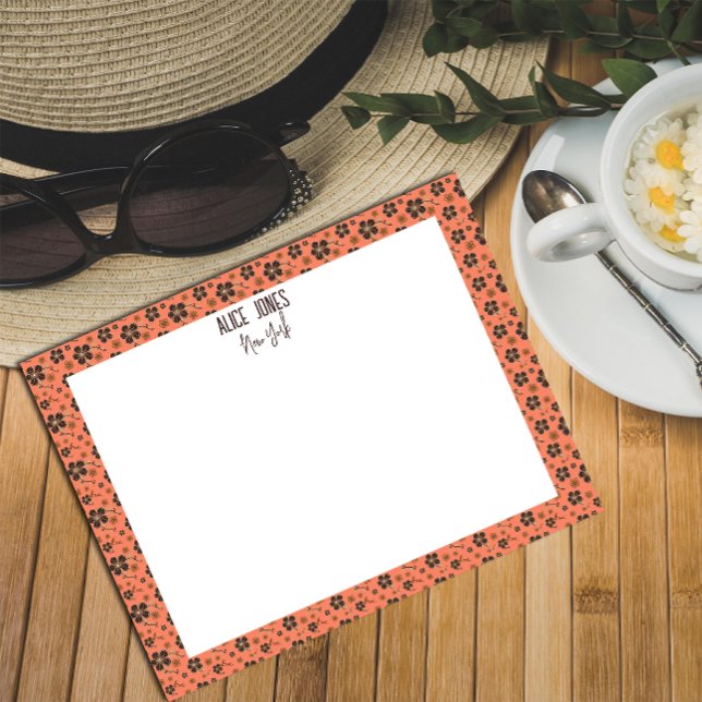 Bloc De Notas Patrón de salmón rosa flor natural marrón (Subido por el creador)