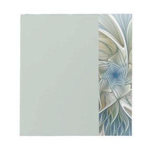 Bloc De Notas Patrón de sueño floral abstracto azul caqui fracta