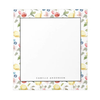 Bloc De Notas Patrón de tonos de agua y bayas personalizado