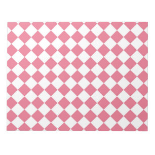 Bloc De Notas Patrón de verificador de diamantes blancos rosa