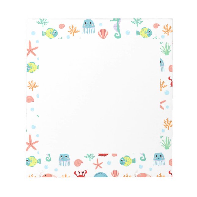 Bloc De Notas Patrón del mundo marino (Frente)