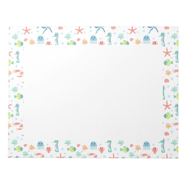 Bloc De Notas Patrón del mundo marino (Frente)