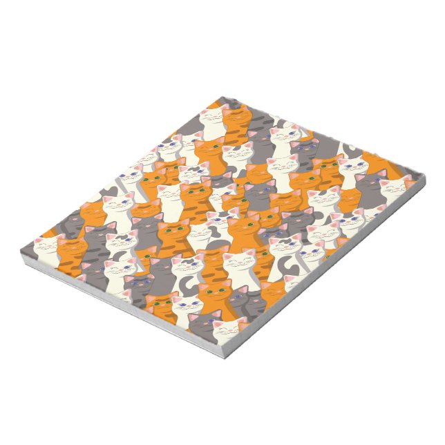 Bloc De Notas Patrón diagonal del gato negro jengibre (Lado Izquierdo)